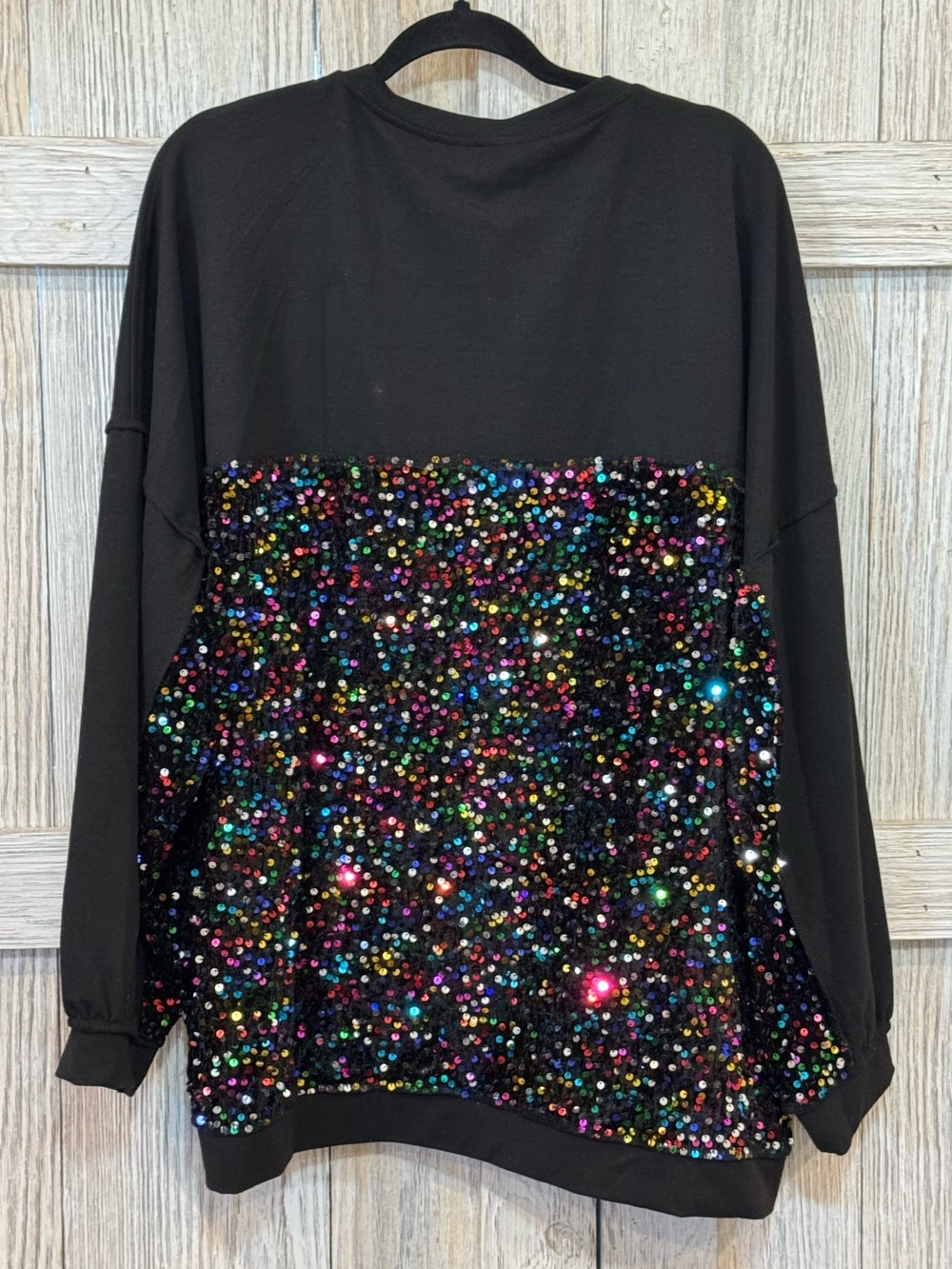 Black Sequin-Embellished Woman’s Top sz XXL